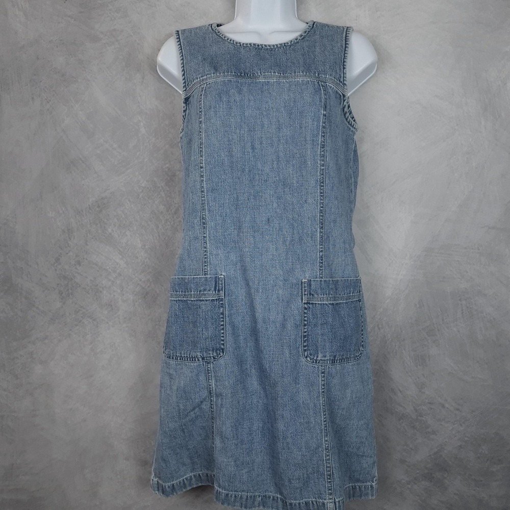 Vintage Y2K Denim Dress Womens 8 Blue Mall Goth Lite Soft Grunge Clean Girl Vint